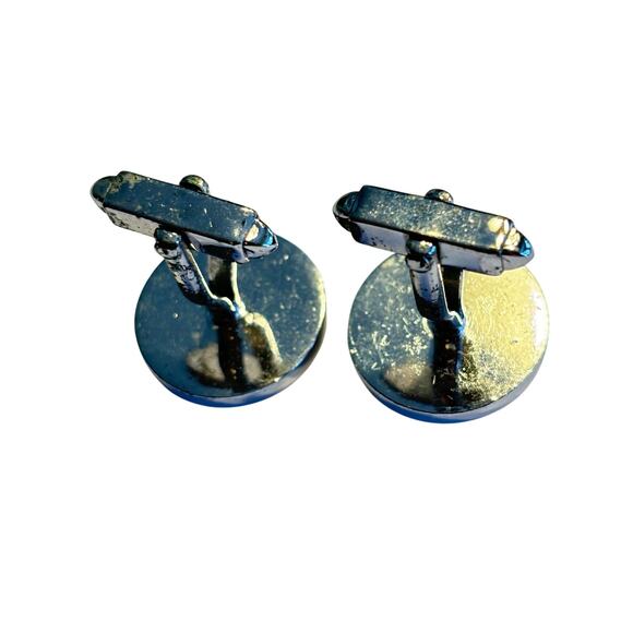 Silver Cufflinks mid century conical textured faceted atomic age jewelry for man - Picture 2 of 5